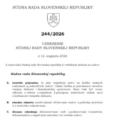 uznesenie k útokom na sudcov